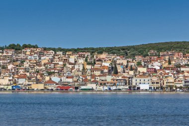 Argostoli, Kefalonia, Yunanistan - 26 Mayıs 2015: Panorama Argostoli kasaba, Kefalonia, Ionian Islands, Yunanistan için