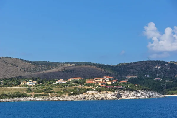 Fiskardo Kefalonia Grekland Maj 2015 Panoramautsikt Över Fiskardo Byn Kefalonia — Stockfoto