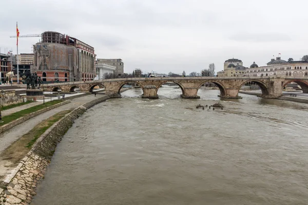 Skopje Repubblica Macedonia Febbraio 2018 Skopje City Center Old Stone — Foto Stock