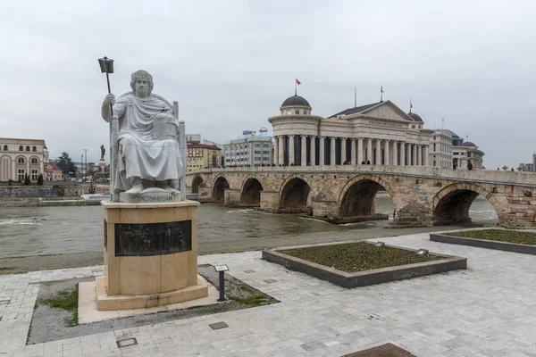 Скоп Македонія Лютого 2018 Статуя Візантійського Імператора Юстиніана Міста Скоп — стокове фото