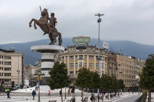 Skopje Repubblica Macedonia Febbraio 2018 Skopje City Center Alexander Great — Foto Stock
