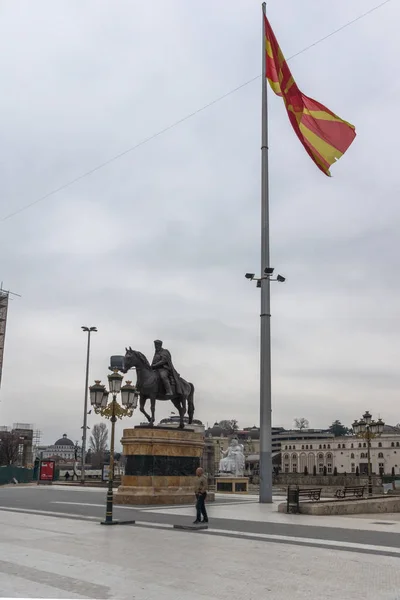 スコピエ市内中心部と大聖堂 Gruev の記念碑 マケドニアのスコピエ マケドニア共和国 2018 — ストック写真