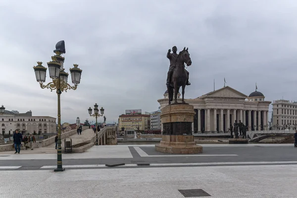 Skopje Republic Macedonia Февраля 2018 Года Центр Скопье Памятник Гоце — стоковое фото