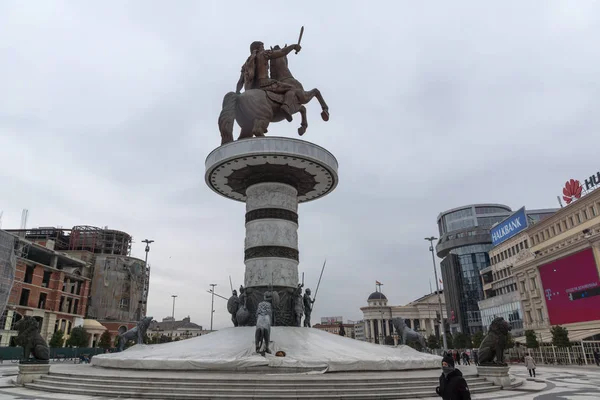 Skopje Macedonië Februari 2018 Skopje Centrum Alexander Grote Monument Macedonië — Stockfoto