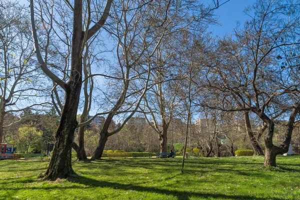 Sandanski, Bulgaristan - 4 Nisan 2018: Park St. Vrach kasaba Sandanski, Bulgaristan bahar görünümü