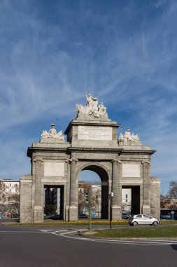 Madrid, İspanya - 23 Ocak 2018: görünüm Puerta de Toledo şehir Madrid, İspanya, Amazing