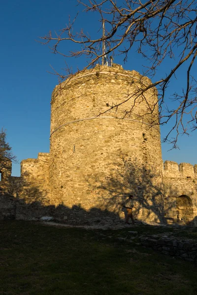 Kavala Grecia Diciembre 2015 Vista Del Atardecer Las Ruinas Fortaleza — Foto de Stock