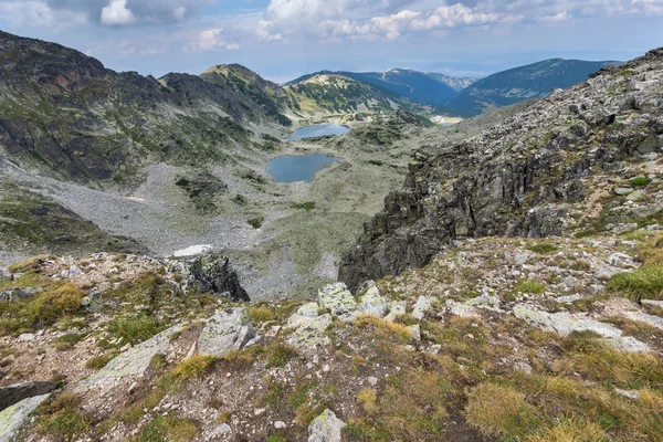 Fantastiska Panorama Till Musalenski Sjöar Från Musala Peak Rilabergen Bulgarien — Stockfoto