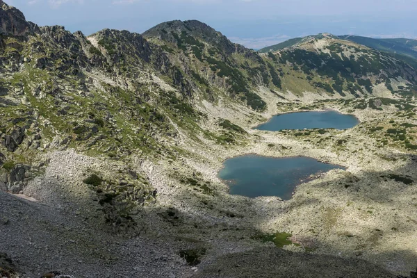 Wspaniałą Panoramę Jeziora Musalenski Szczyt Musała Borowca Bułgaria — Zdjęcie stockowe