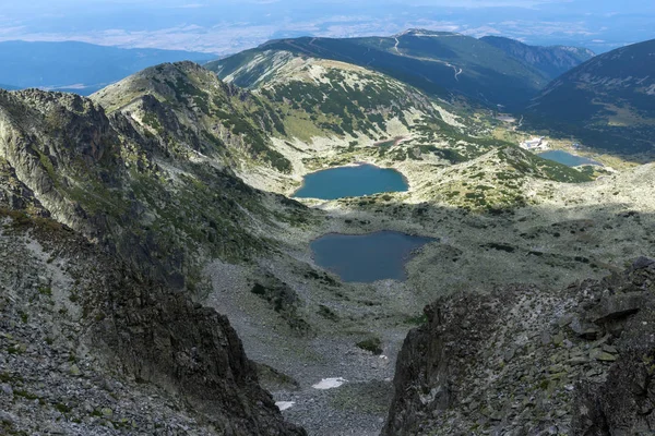 Wspaniałą Panoramę Jeziora Musalenski Szczyt Musała Borowca Bułgaria — Zdjęcie stockowe