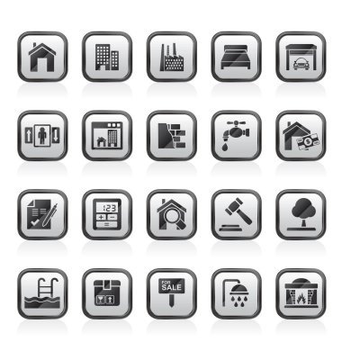 Emlak Hizmetleri simgeler - vektör Icon Set