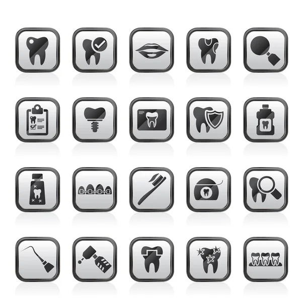 Zahnmedizin Und Zahnmedizin Tools Icons Vektor Icon Set — Stockvektor
