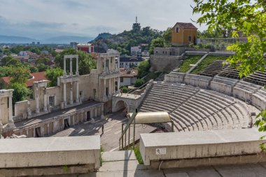 Plovdiv, Bulgaristan - 1 Mayıs 2016: Plovdiv, Bulgaristan'ın harabeleri, antik Roma Tiyatrosu