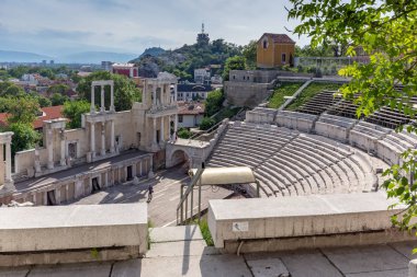 Plovdiv, Bulgaristan - 1 Mayıs 2016: Plovdiv, Bulgaristan'ın harabeleri, antik Roma Tiyatrosu