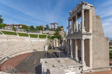 Plovdiv, Bulgaristan - 1 Mayıs 2016: Plovdiv, Bulgaristan'ın harabeleri, antik Roma Tiyatrosu