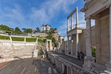 Plovdiv, Bulgaristan - 1 Mayıs 2016: Plovdiv, Bulgaristan'ın harabeleri, antik Roma Tiyatrosu