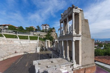 Plovdiv, Bulgaristan - 1 Mayıs 2016: Plovdiv, Bulgaristan'ın harabeleri, antik Roma Tiyatrosu