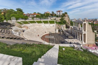 Plovdiv, Bulgaristan - 1 Mayıs 2016: Plovdiv, Bulgaristan'ın harabeleri, antik Roma Tiyatrosu