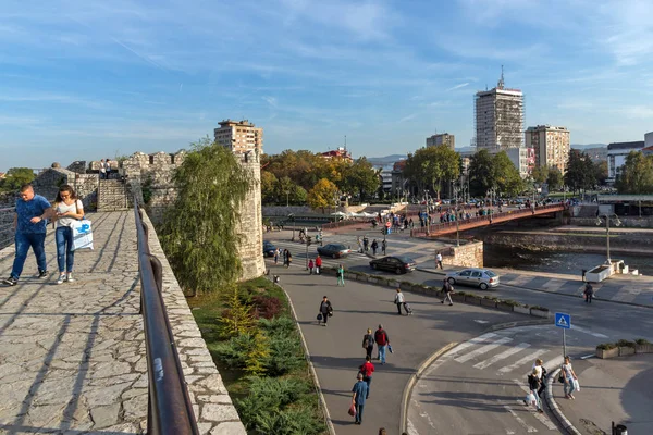 Nis Serbien Oktober 2017 Panoramautsikt Över Staden Nis Och Bron — Stockfoto