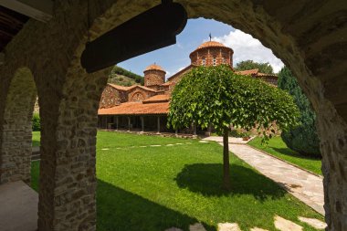 Ortaçağ Vodoca Manastırı Saint Leontius yakındaki kasaba Ustrumca,, Makedonya