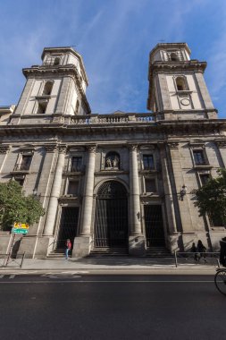 Madrid, İspanya - 23 Ocak 2018: bucak Our Lady iyi tavsiye kilise Madrid şehir, İspanya görünümünü şaşırtıcı