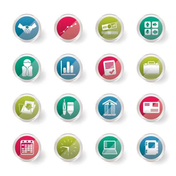 Business Office Icons Colored Background Vector Icon Set — Stock Vector