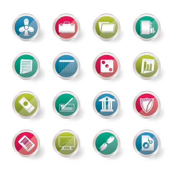 Business Office Icons Colored Background Vector Icon Set — Stock Vector