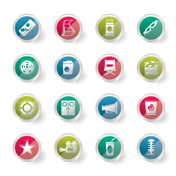 Iconos Cine Película Simples Sobre Fondo Color Conjunto Iconos Vectoriales — Vector de stock