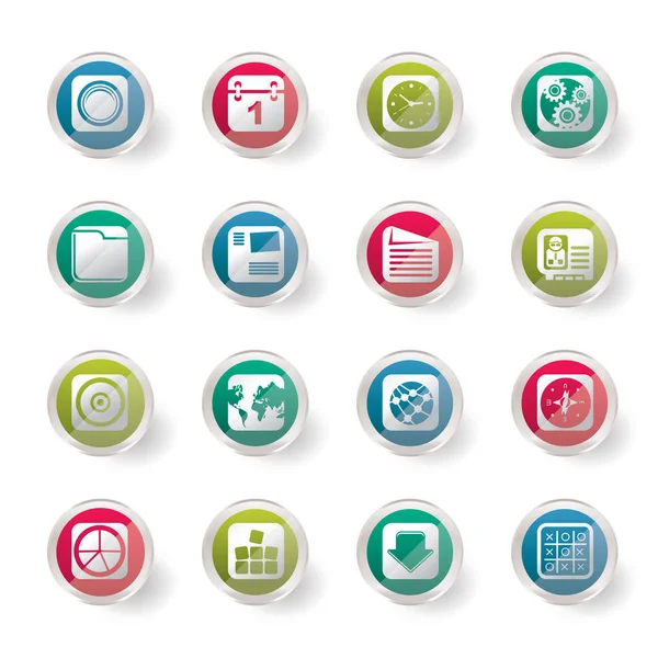 Mobiele Telefoon Computer Internet Pictogrammen Gekleurde Achtergrond Vector Icon Set — Stockvector