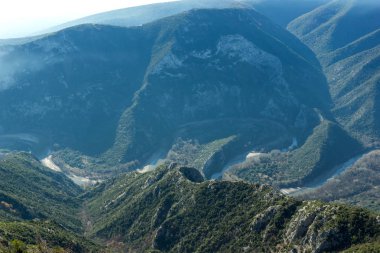 Muhteşem manzara Gorge Nestos Nehri yakınındaki İskeçe şehri, Doğu Makedonya ve Trakya, Yunanistan
