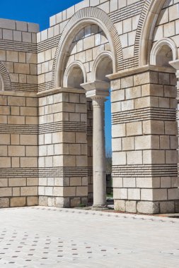 Büyük Bazilikası kalıntıları ilk Bulgar İmparatorluğu Pliska, Bulgaristan başkenti yakınındaki