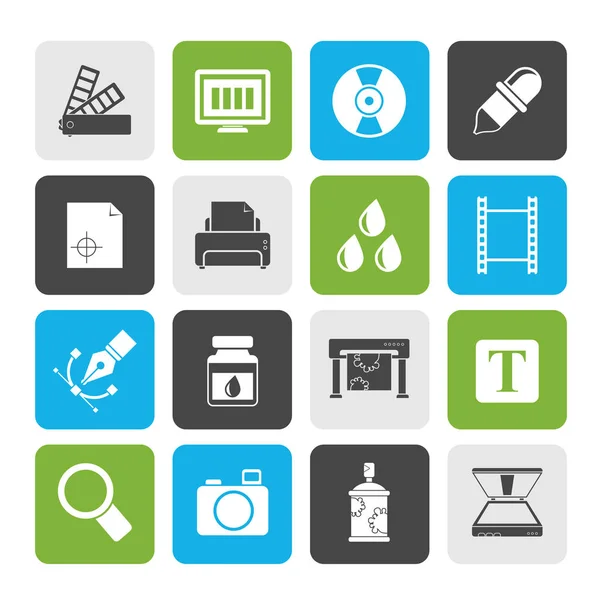 Druckindustrie Und Grafikdesign Symbole Vektor Icon Set — Stockvektor