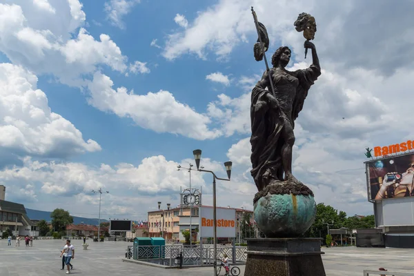 Strumica Makedonien Juni 2018 Panorama Över Centrala Torget Staden Strumica — Stockfoto