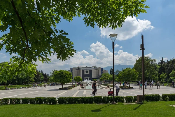 Sofia Bulgaria Mayo 2018 Fuentes Frente Palacio Nacional Cultura Sofía —  Fotos de Stock