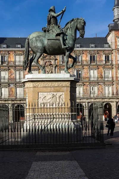 Madrid Espanha Janeiro 2018 Fachada Edifícios Plaza Mayor Madrid Espanha — Fotografia de Stock