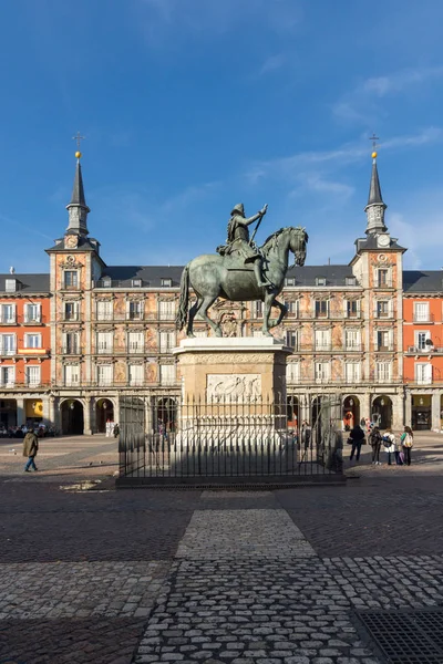 Madrid Espanha Janeiro 2018 Fachada Edifícios Plaza Mayor Madrid Espanha — Fotografia de Stock