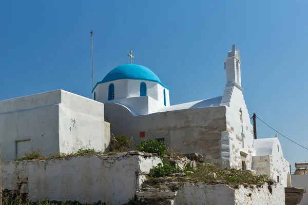 Bílé Chuch Městě Parakia Ostrov Paros Cyclades Řecko — Stock fotografie
