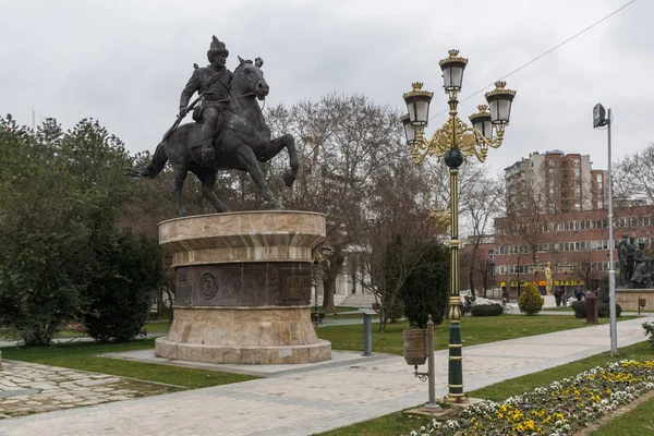 Skopje República Macedônia Fevereiro 2018 Monumento Parque Centro Cidade Skopje — Fotografia de Stock