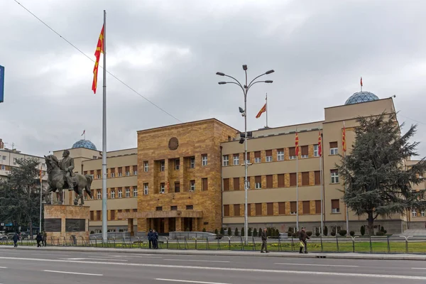 Skopje Repubblica Macedonia Febbraio 2018 Costruzione Del Parlamento Skopje Repubblica — Foto Stock