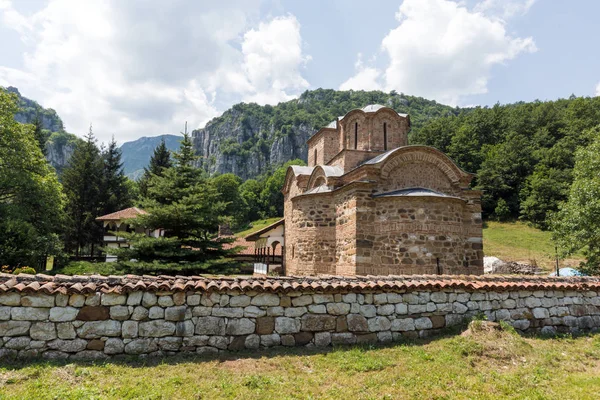 Panoramatický Pohled Středověkého Poganovo Kláštera Svatého Jana Teolog Srbsko — Stock fotografie