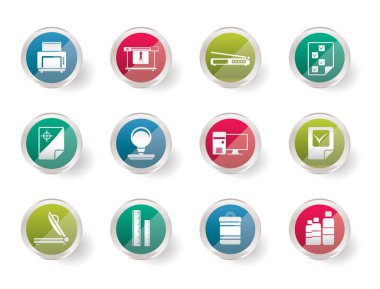 Yazdırma endüstrisinin simgeleri renkli arka plan - vektör Icon set 2