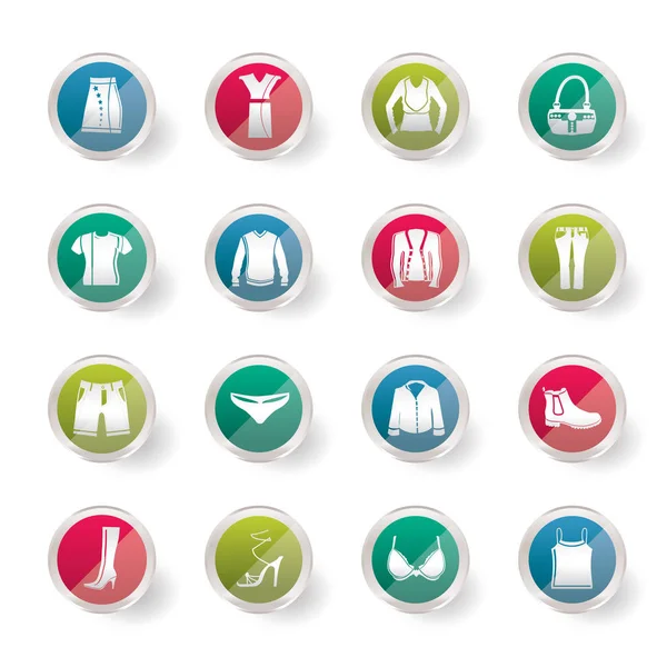 Ropa Vestido Iconos Sobre Fondo Coloreado Conjunto Iconos Vectores — Vector de stock