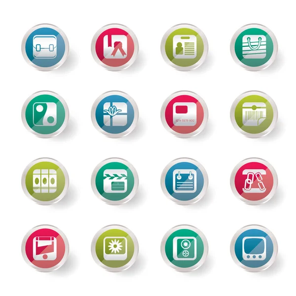 Icone Business Internet Sfondo Colorato Set Icone Vettoriali — Vettoriale Stock