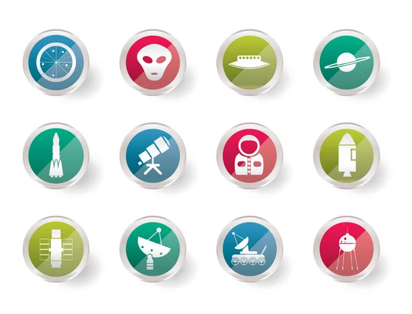 Astronautics Space Icons Colored Background Vector Icon Set — Stock Vector