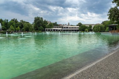 Plovdiv, Bulgaristan - 25 Mayıs 2018: Panoramik şarkı çeşmeler Şehir Plovdiv, Bulgaristan