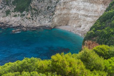 Mavi su ve kayalar Beach Zakynthos Island, Yunanistan