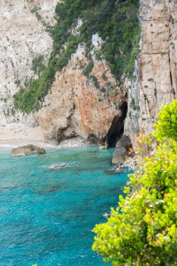 Mavi su ve kayalar Beach Zakynthos Island, Yunanistan