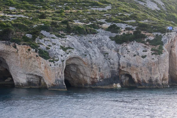 Vista Del Atardecer Cuevas Azules Zakynthos Grecia — Foto de Stock