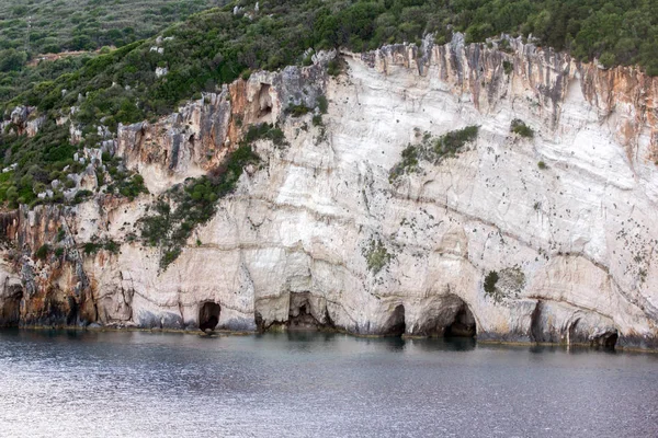 Widokiem Zachód Słońca Blue Caves Zakynthos Grecja — Zdjęcie stockowe