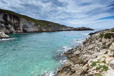 Şaşırtıcı Panorama Limnionas beach Zakynthos Island, Yunanistan